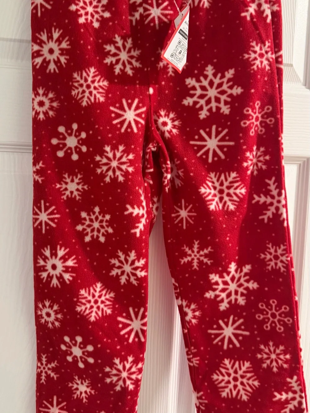 Red Snowflake Holiday Pajama Set with Santa Hat
